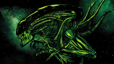 Alien Wallpaper 4K, Xenomorph, Green, Dark background