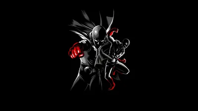 Saitama in Black and Red on Black HD Wallpaper