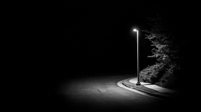 Street Lamp on an Empty Road HD Wallpaper