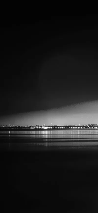 Lake City View Night Dark Nature Awesome Bw iPhone X Wallpapers