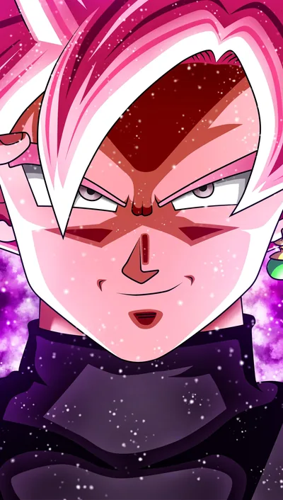 Red light washes the brow in this extreme close crop of the Rosé face smirking, a purple galaxy filling the gaps in a tall phone frame.