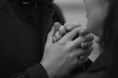 Hands of Couple Together in Black and White Free Stock Photo