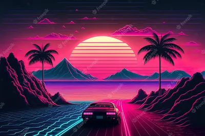 Simple sunset retro wave wallpapers HeroScreen Wallpapers