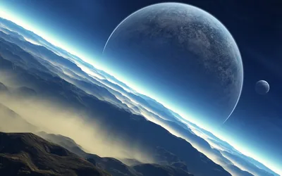 Giant Moon Over a Misty Ridge HD Wallpaper
