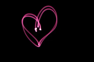 Pink Light Painting Heart on Black HD Wallpaper