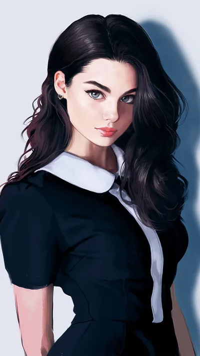 Wallpaper Black Hair Girl Art, Digital Art, Art, Digital Painting, Drawing, Background