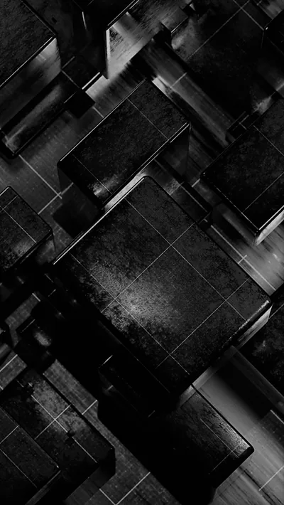 Dark 3D Blocks Stacked at an Angle HD Phone Wallpaper