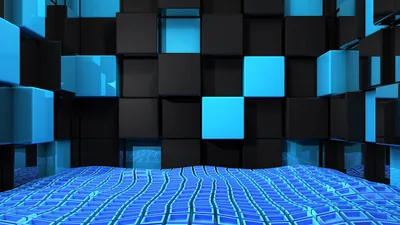 Light Blue Geometric Cubes Shapes Black Background HD Blue Wallpapers