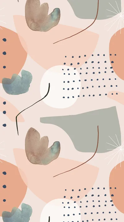 Muted Watercolor Shape Collage HD Phone Wallpaper