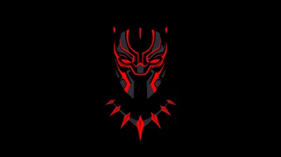 Red Panther Mask Minimal Art HD Wallpaper