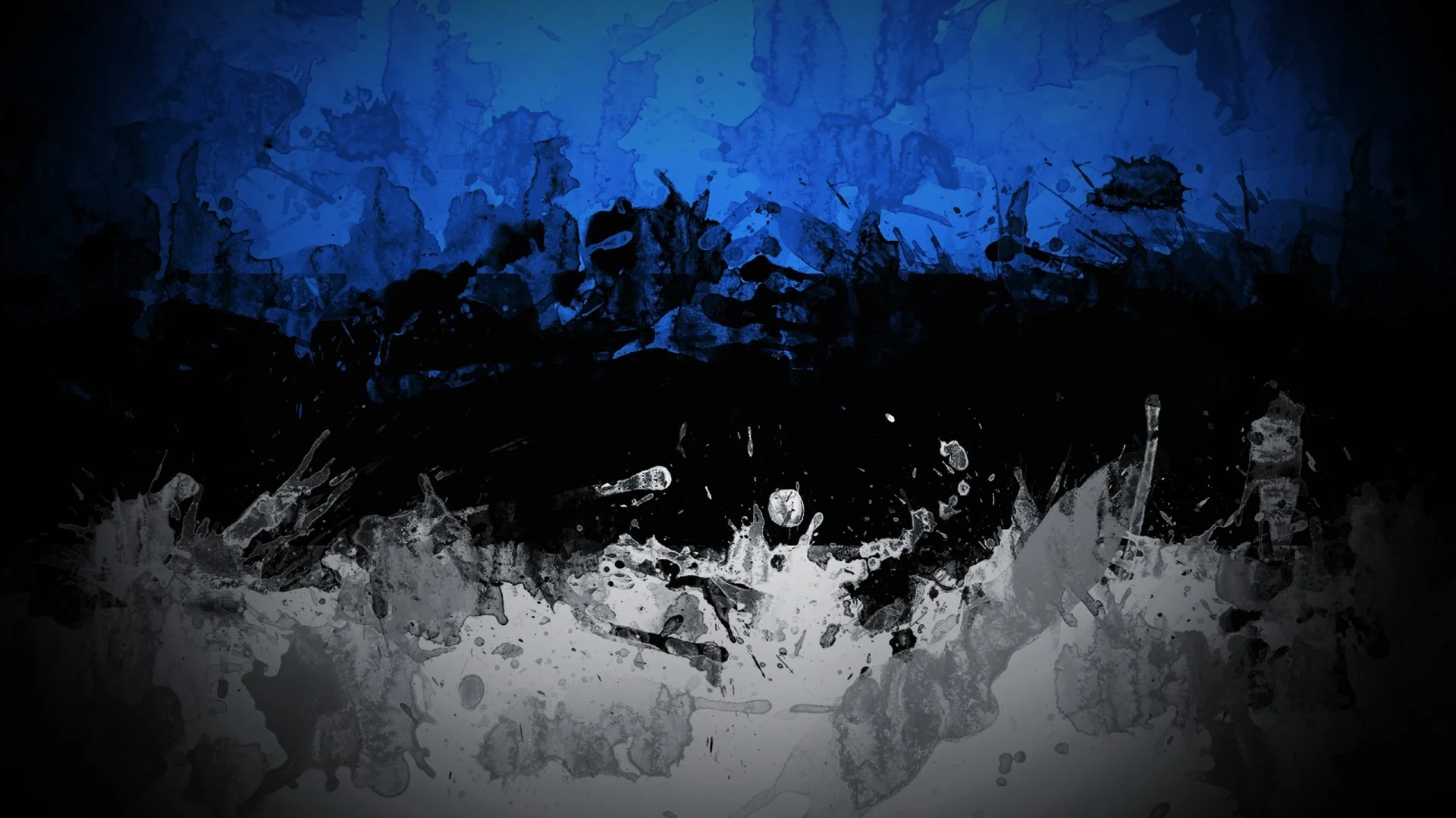 Rough brushed layers stack up the frame — cobalt across the top, black through the middle, chalky white scraped along the bottom.
