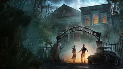 Haunted Mansion Behind an Iron Gate HD Wallpaper
