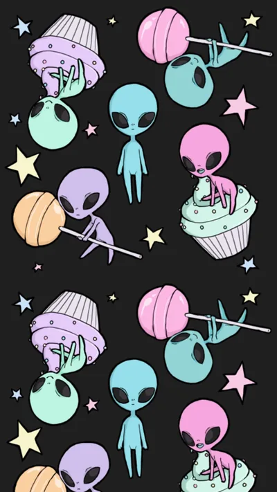 Aesthetic black alien wallpaper HD Wallpaper