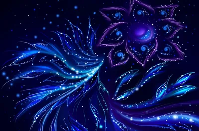Sparkling Blue Fantasy Flower Art HD Wallpaper