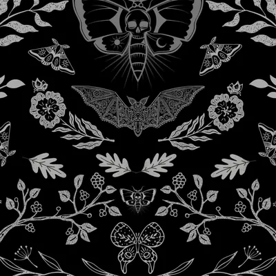 Whimsigoth Tablet Wallpaper Gothic Bat Butterfly Garden Spring Floral Black iPad Home