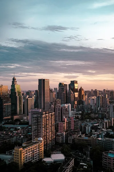 City Skyline in Evening Light HD Phone Wallpaper