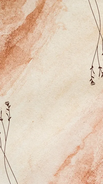 Terracotta Watercolor with Dried Flowers HD Phone Wallpaper