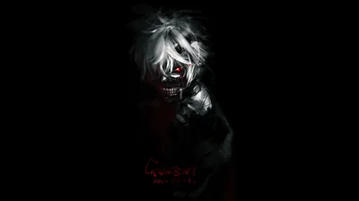 Kaneki in a Red Mask Against Black HD Wallpaper