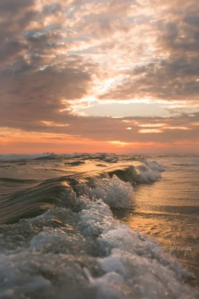Low-Angle Wave Foam at Sunset HD Phone Wallpaper