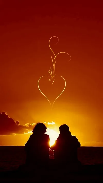 Heart in the Sky Over a Sunset HD Phone Wallpaper