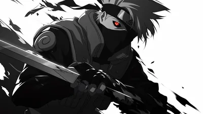 Kakashi Drawing a Blade in Monochrome HD Wallpaper
