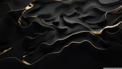 Black and Gold Abstract Waves HD Wallpaper