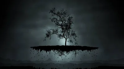 Floating Island With a Bare Tree HD Wallpaper