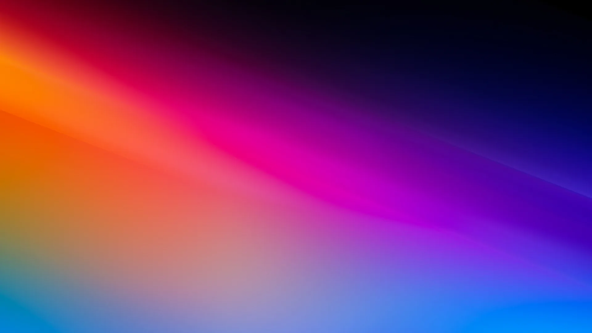 A band of orange, magenta and purple slices diagonally down to cool cyan, the top right corner staying near-black so an OLED screen shows true darkness there.