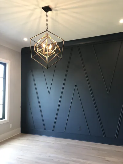 Black Feature Wall with Chandelier