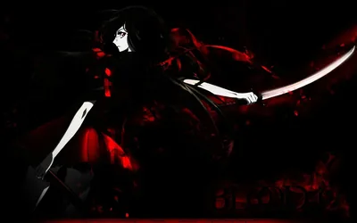 Anime Girl with a Katana in Red Smoke HD Wallpaper