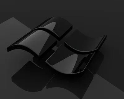 Black Glass Windows Logo in 3D HD Wallpaper