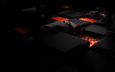 Black Cubes with Lava Cracks HD Wallpaper