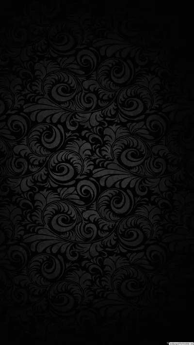 Black Damask Floral Pattern HD Phone Wallpaper