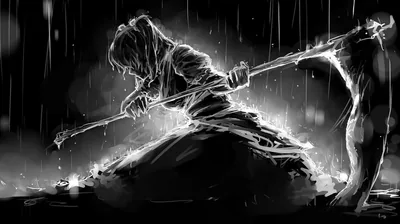 Reaper with a Scythe in the Rain HD Wallpaper