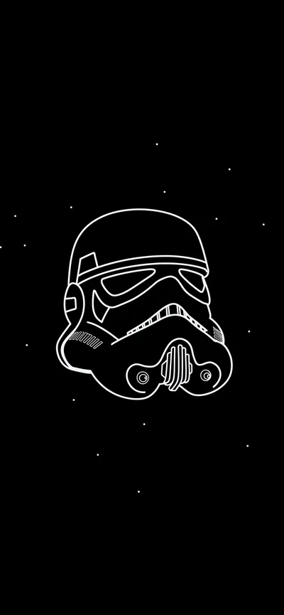 Stormtrooper Minimal Outline Black AMOLED Wallpapers iPhone