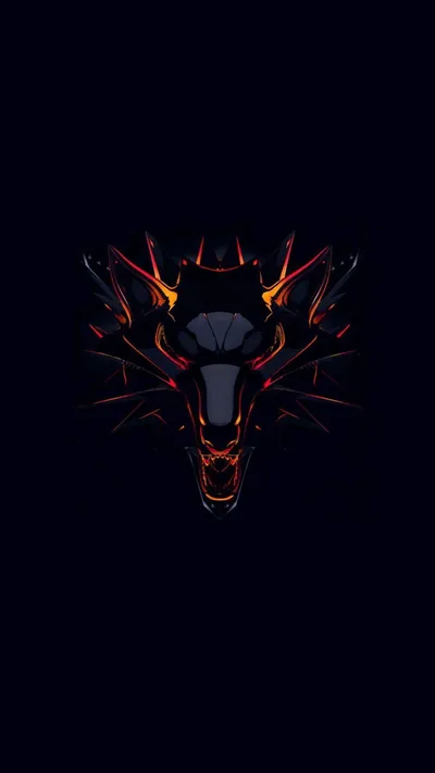 Glowing Wolf Head Emblem on Black HD Phone Wallpaper