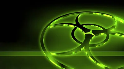 Green Biohazard Symbol Glowing HD Wallpaper
