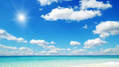 Sunny Sky over a Tropical Beach HD Wallpaper