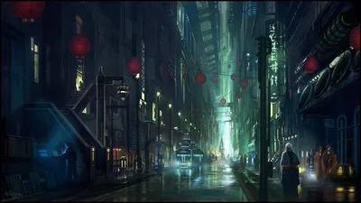 Paper Lanterns Down a Dark Alley HD Wallpaper