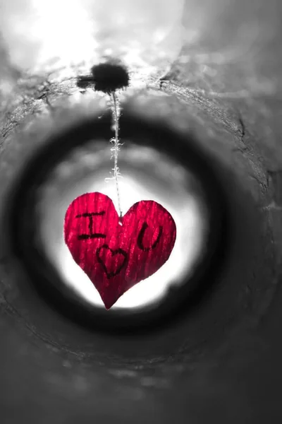 Painted Heart Inside a Dark Tunnel HD Phone Wallpaper