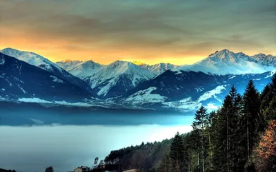 Fog Filling a Valley at Sunrise HD Wallpaper