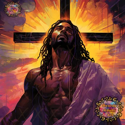 Black Jesus and Cross, Religious Wall Decor, Christian Artwork, African