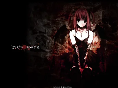 Phone wallpaper Gothic, Anime, Death Note, Cross, Wings, Long Hair, Black Dress, Black