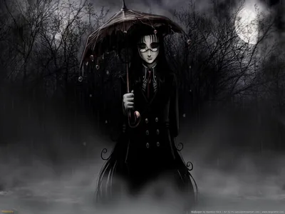 Umbrella Silhouette Under a Full Moon HD Wallpaper