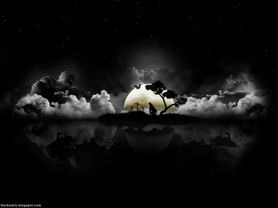 Moon and Clouds Mirrored in Still Water HD Wallpaper