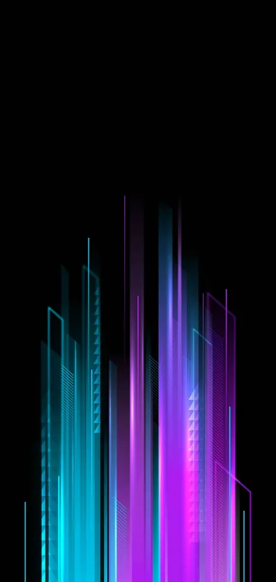 Neon Light Towers in Cyan and Purple HD Phone Wallpaper