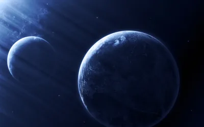 Wallpaper dark, blue, planets, sci fi, light effect for mobile and desktop, section