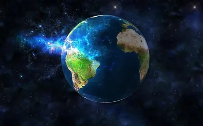 Electric Blue Burst Behind Earth HD Wallpaper