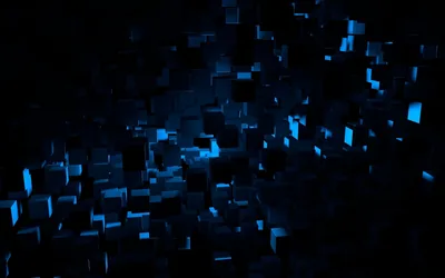 Floating Blue Cubes in the Dark HD Wallpaper