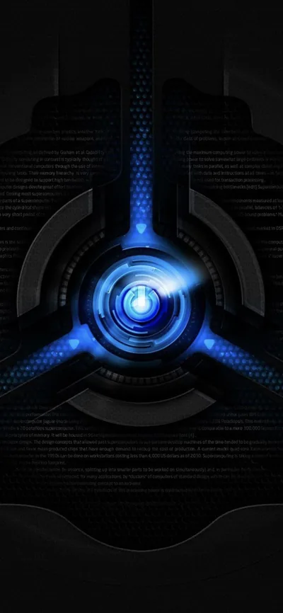 Blue Reactor Core on Dark Tech Panel HD Phone Wallpaper